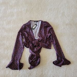 Red polka dot co-ord tie front top